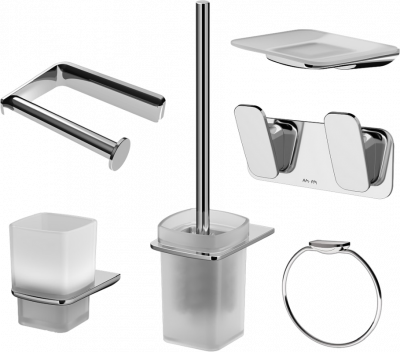 Набор Мыльница AM.PM Inspire V2.0 + Стакан A50A34300 хром + Полотенцедержатель A50A34400 кольцо + Ершик + Держатель + Крючок